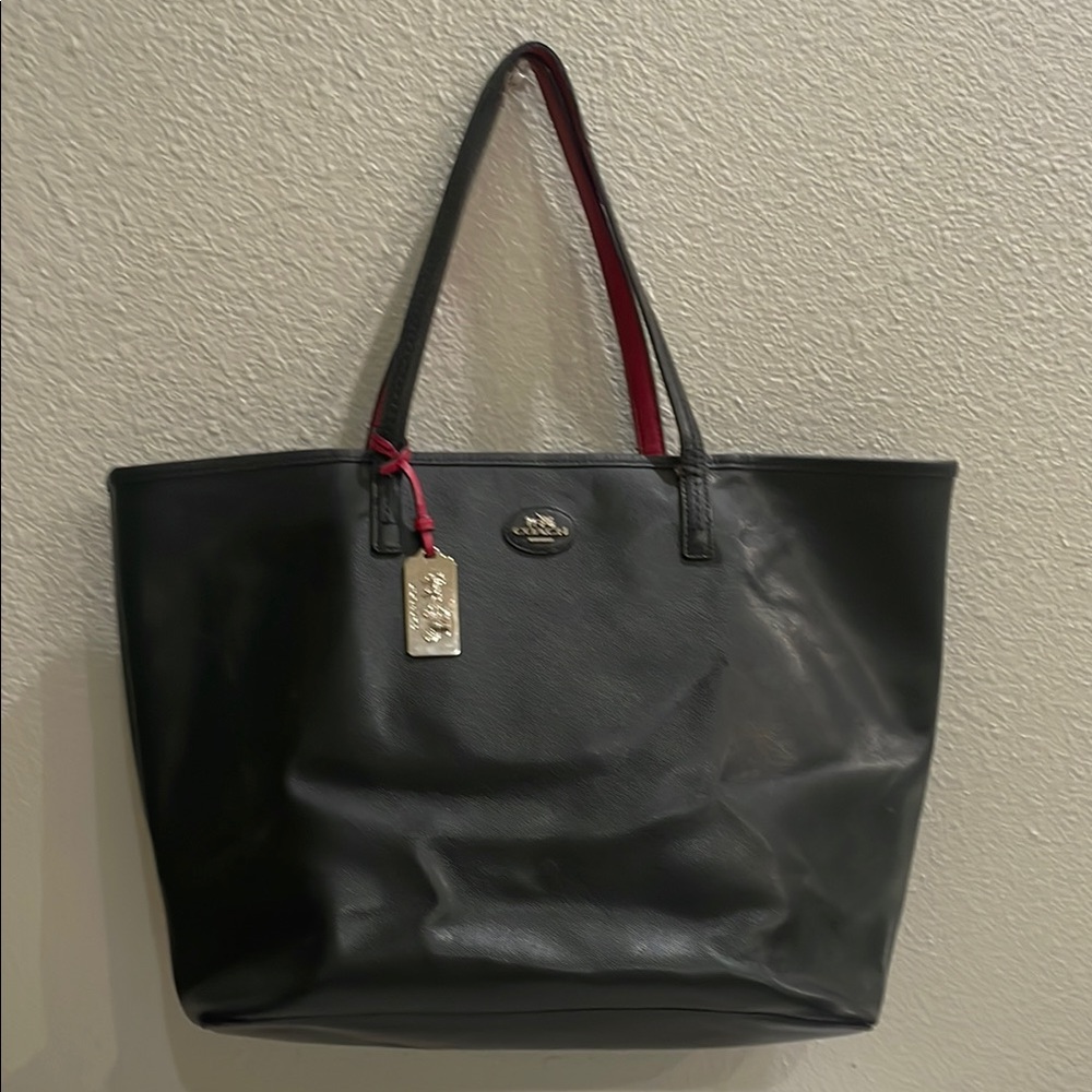 Coach Black Tote with Pink Interior